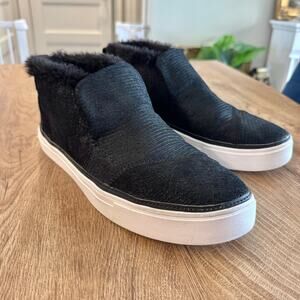 TOMS | Paxton Lizard Emboss Leather Faux Fur Slip-ons | Black | Women’s Size 11